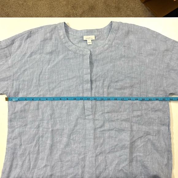 Pure Jill Linen One-Pocket Tunic Blouse Top Women Shirt Light Blue - Picture 7 of 13